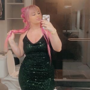 Green bejeweled party dress